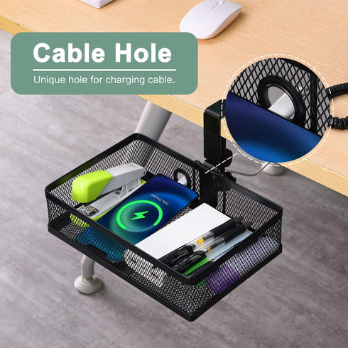 ROSYLINE Drawer Under Desk Storage Organizer, Clamp on Hanging Desk Storage, Black