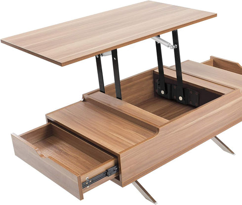 ZOENHOU 2 Pair 150N Folding Gas Hydraulic Lift Up Table Mechanism, Modern Coffee Table Lifting Frame with Springs