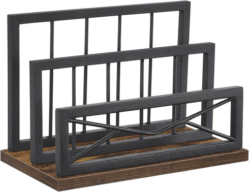 Snughome Desktop Mail Organizer, 2-Slot Matte Black Metal Sorter, File Holder for Home or Office Desktop
