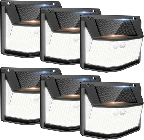 TECKNET 248 LED Outdoor Solar Lights & Motion Sensor 6 Pack, 300