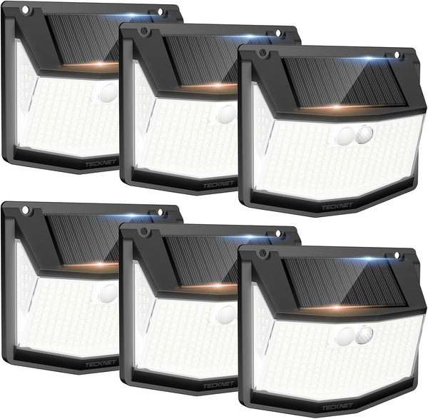 TECKNET 248 LED Outdoor Solar Lights & Motion Sensor 6 Pack, 300