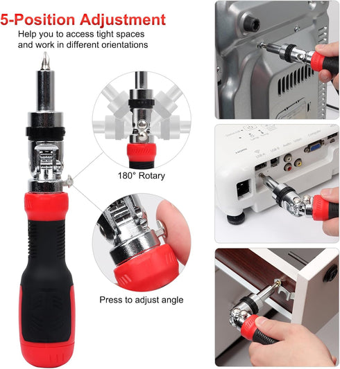 SHARDEN 13-in-1 Ratcheting Screwdriver Set, All in One Multibit Screwdriver with Adjustable Angled Head