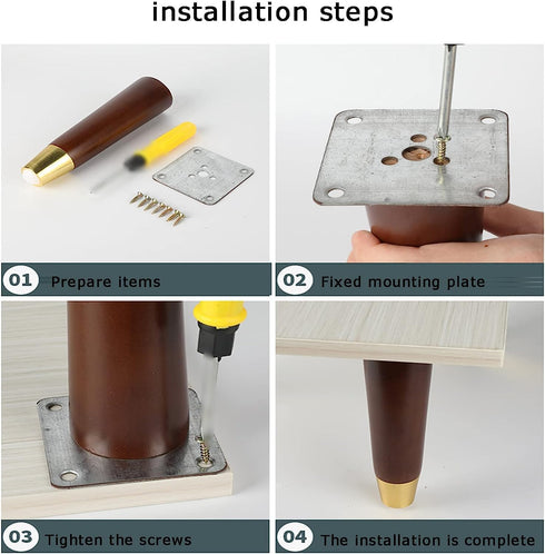 Tophacker Legs,4 Pack 8cm/3.1in Round Tapered Sofa Legs,Wood Furniture Solid Wood Bench Legs,Solid Thick Cabinet