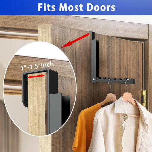2 Pcs Over The Door Hooks Hanger, Folding Over Door Clothes Drying Rack Hooks for Hanging Clothes, Towel Racks (Black)