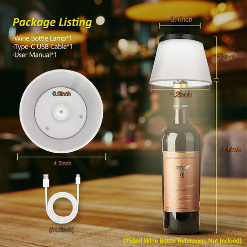 2025 New Bottle Lamp - LED Bottle Lights for Liquor & Wine Bottles, Cordless Lampshade, Whiskey Bottle Top Light