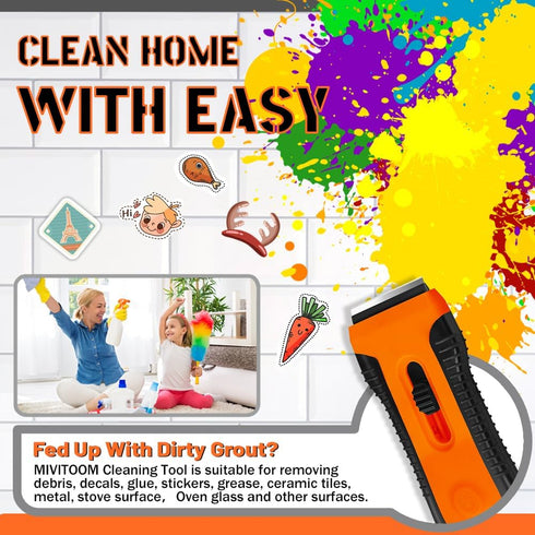 MIVITOOM Tops15 Non Scratch Oven Hob Cleaner with Storage Box, Multi-Surface Cleaning Tool - Removes Paint, Caulk