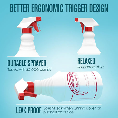 Spray Bottles, Heavy Duty Empty Sprayer Bottle, 24oz, 3 Pack for Water, Alcohol, Bleach, All Purpose Cleaner