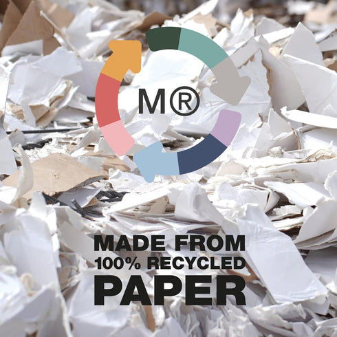 Miquel Rius M Recycled 4 Subject Notebook, Lined A5-8.27" x 5.83", 120 Sheets Heavyweight Paper, Subjects Separated by Color, 2 Hole Punched, Micro-Perforated, Ecobirds Design, Multicolor by Miquelrius