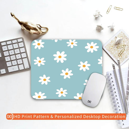 Personalized Premium-Textured Custom Mouse Mat Design - Square Mouse Pad Little Daisy, Washable Lycra Cloth, Non-Slip