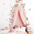 decalmile Large Pink Flower Wall Decals Hanging Vine Floral Wall Stickers Baby Nursery Girls Bedroom Living Room Wall