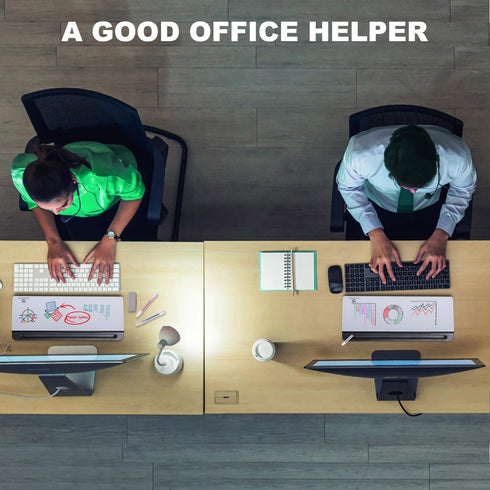 Small Glass Desktop Whiteboard Dry-Erase Board - Computer Keyboard Stand with Drawer, Desk Organizers