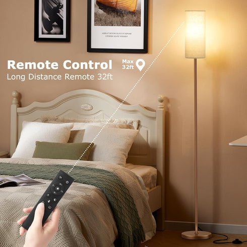 64'' Dimmable 9W Bulb Ambimall Floor Lamps for Living Room with Remote Control and Stepless Colors Temperature