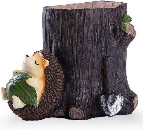 Desk Pen Toothbrush Pencil Pot Holder, Cute Resin Hedgehog Holder, Desktop Organizer Container for Office Desk