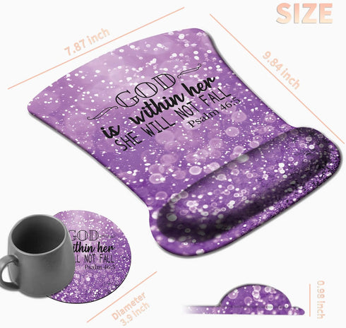 Ergonomic Mouse Pad with Wrist Support - Comfortable Gel Mouse Pad with Non-Slip Rubber Base for Office & Home + Cup