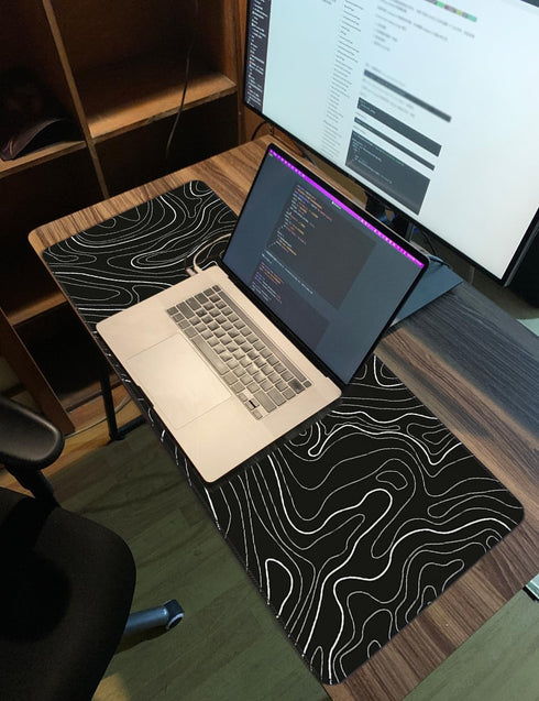 Large Topographic Mouse Pad, XXL Gaming Mousepad, Keyboard and Mouse Pad, Desk Mat, 35.3 x 15.7 in, Minimalist Contour