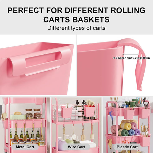 WBKATN 6 Pack 6 6 Rolling Cart Accessories, Pink Plastic Hanging Cup Holders, Rolling Cart Accessories with Cup Holder