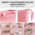 WBKATN 6 Pack 6 6 Rolling Cart Accessories, Pink Plastic Hanging Cup Holders, Rolling Cart Accessories with Cup Holder