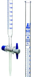 EISCO Burette, 50ml - Class A, ±0.05ml Accuracy, Borosilicate Glass with Straight Bore PTFE Stopcock and 0.1ml Blue