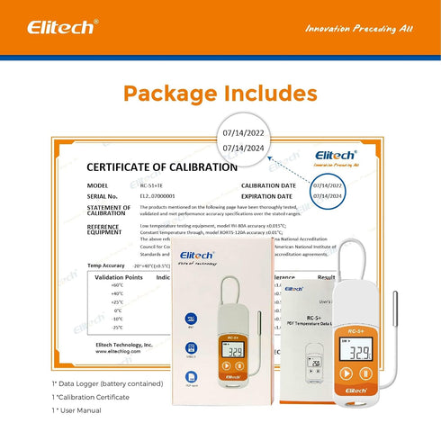 RC-5+ 32000 Elitech TE Digital PDF USB Temperature Data Logger Reusable Recorder Refrigerator Thermometer Points High