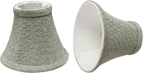 Aspen Creative 30054-2, Bell Clip-On Chandelier Lamp Shade, Light Grey, 3" Top x 6"