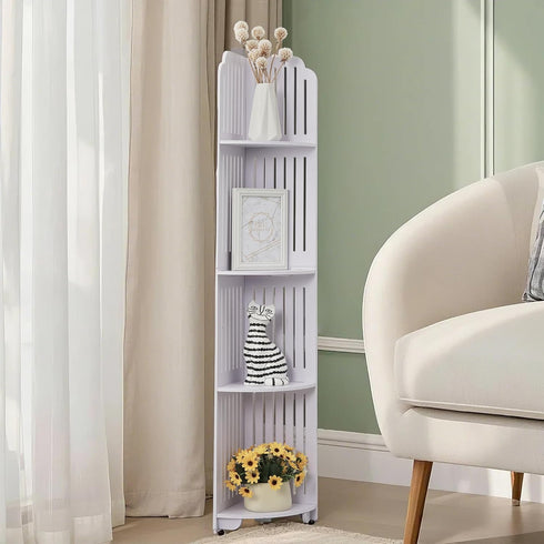 4-Tier VECELO Bathroom Shelves for Narrow Space, Modern Corner Shelf Stand,Small Storage Organizer for Bathroom,Toilet