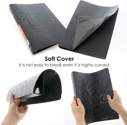 BAZIC 3 Ring Binder 1" Poly Organizer, Swirl Color Soft Cover, Round Ring, Holds 175 Sheets, 6-Count