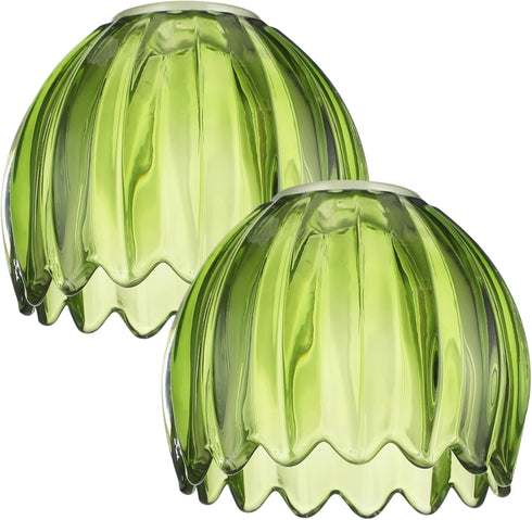 DORMIYA 2 5.5 3.9 E26 E27 Pcs Green Tulip Glass Lamp Shade, x in, Fits Sockets, Retro Replacement Shade, Small Flower