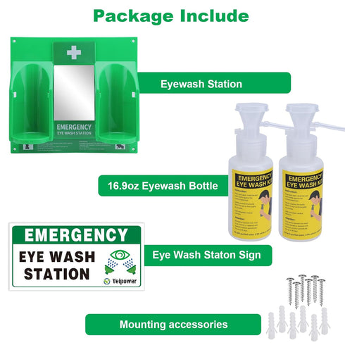 Portable Eyewash Station Kit OSHA-Approved - Yeipower Emergency Eye Wash Flush Bottles, 16oz