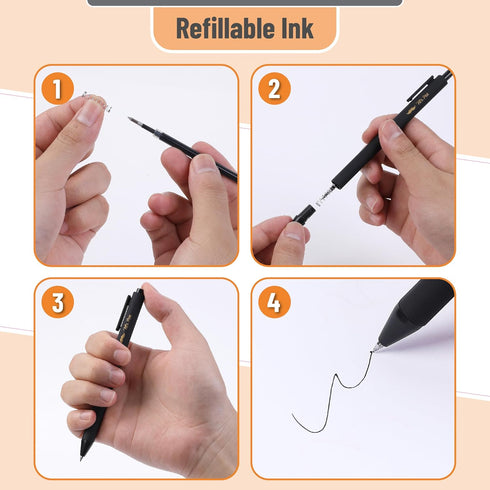 Mr. Pen Retractable Gel Pens, 10 Pack, Black Ink, Fine Point 0.5mm, Fast Dry, Cute Aesthetic Pens for Journaling