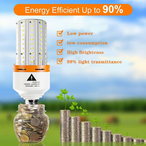 LED Light Bulb, 400W Equivalent, 6250 Lumen, 5000K Super Bright, E26/E27 Medium Base, 2 Pack
