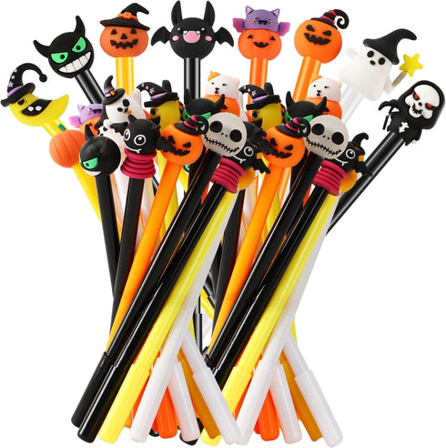 SANNIX 50 Pieces Halloween Pens, Fun Cartoon Gel Ink Rollerball Pens for Kids Gift School Class Birthday Party