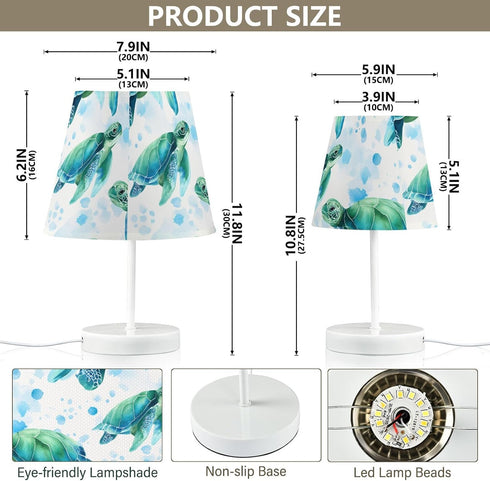 3 ALAZA Bedside Lamp Watercolor Green Sea Turtle Table Lamp for Bedroom Desk Lamp with USB Port LED Nightstand Color