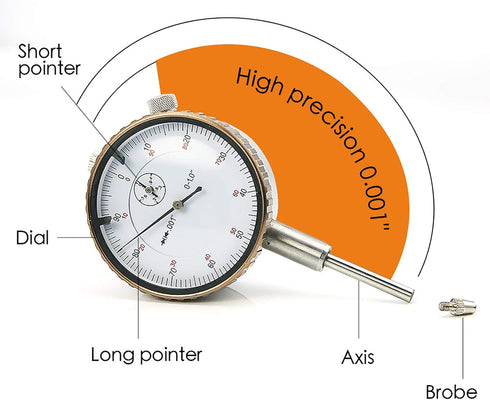 Nortools Dial Indicator 0-1" AGD SPEC 0.001" with Graduation Travel Lug Back, 2" Dial Diameter