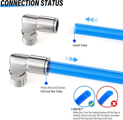 TAILONZ PNEUMATIC 304 Stainless Steel Male Elbow - 3/8 Inch Tube OD x 1/2 Inch NPT Thread Fitting (Pack of 2)