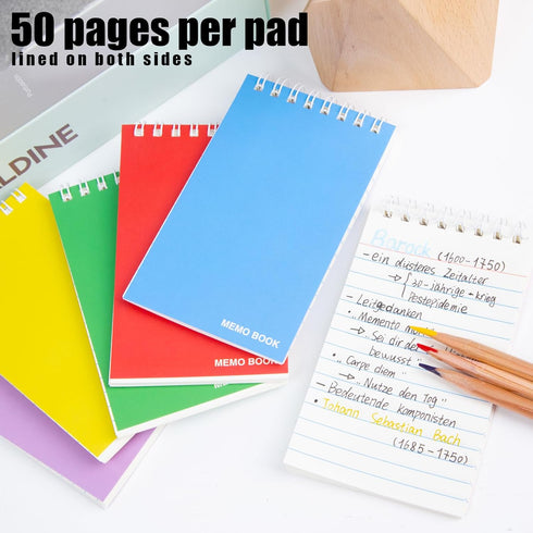 Koogel Small Pocket Notebook, 50 Sheets, 20 Pads, Top Bound Spiral Memo Pads, 3x5 Ruled for Office School