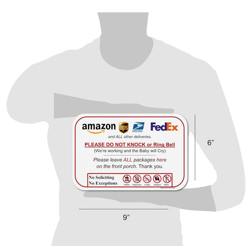 Leave Package Sign - Do Not Knock or Ring Bell (Baby Will Cry) for Peaceful Deliveries
