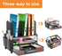 Simple Trending Black Desk File Organizer with Sliding Drawer, Metal Mesh Double Tray & 5 Upright Section Sorter
