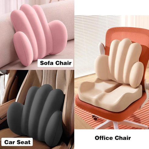 Tophacker Seat Cushion & Lumbar Support Pillow for Office Chair, Memory Foam Car Seat Cushions Back Support Pillows