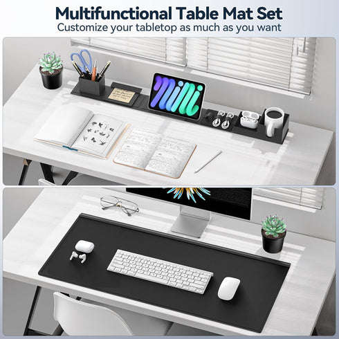 KDD 6 in 1 Desk Pad and Organizer Set, Magnetic Mouse Mat with DIY Features for Phone, Tablet, and Cable Management