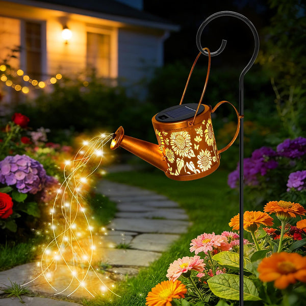 Solar Watering Can Lights, Sunflower Decorative Hanging Lantern Solar Lights Outdoor Waterproof,