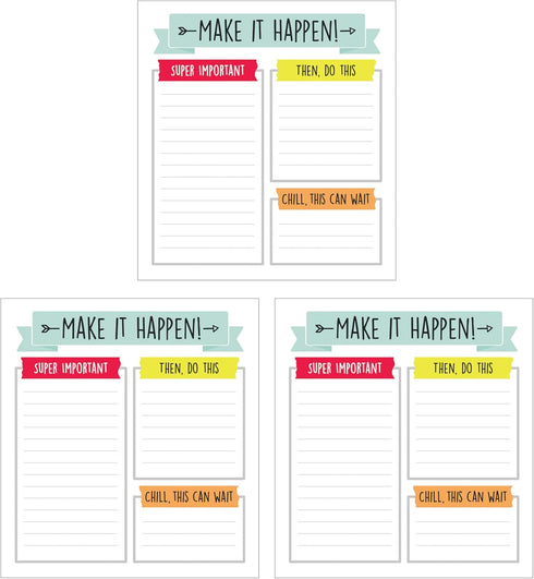 Carson Dellosa Aim High 50 Sheet Note Pads, 5.75" x 6.25" 3-Pack To Do List Notepad for Productivity Desk Office