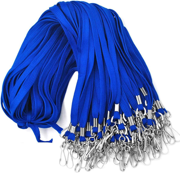 Lanyard 50PCS with Swivel Hook Clips for ID Name Badge Holder, Blue
