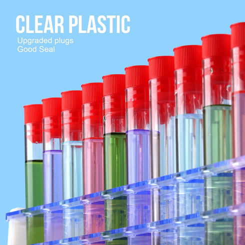 Teenitor 50 Pcs Test Tubes, 16×100mm Clear Plastic with Caps for Lab, Plants, Beads, Party