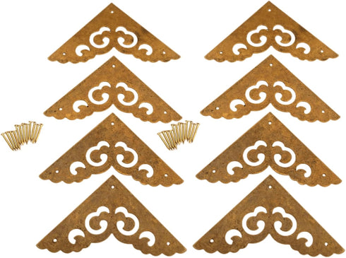 dophee 8Pcs 2.5" Brass Flat Corners Bracket, Retro Table Corner Cover Protectors