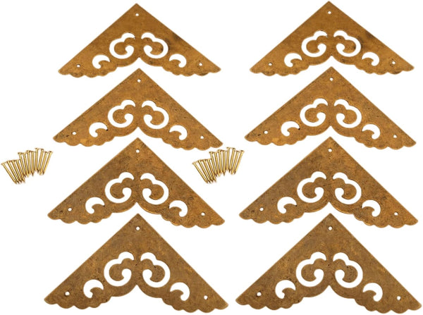dophee 8Pcs 2.5" Brass Flat Corners Bracket, Retro Table Corner Cover Protectors
