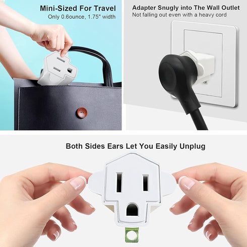 YOELVN 3 Prong to 2 Prong Adapter, 3-2 Prong Grounding Outlet Converter, Portable Fireproof Wall Outlet Plug Adapter, 2