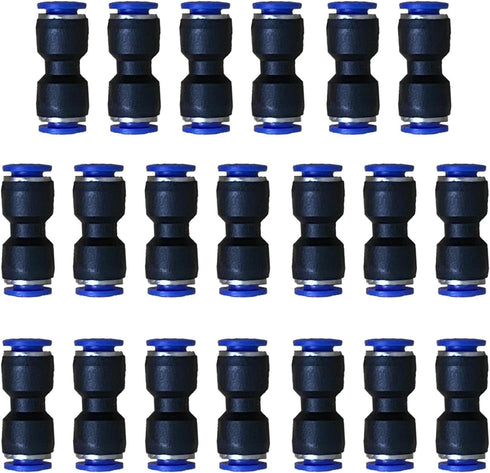 5/16" or 8mm OD Pneumatic Quick Connector Push to Connect Fittings, Straight Union/Coupler (Pack of 20)