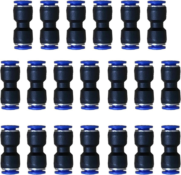 5/16" or 8mm OD Pneumatic Quick Connector Push to Connect Fittings, Straight Union/Coupler (Pack of 20)