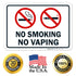 No Smoking No Vaping Sign - 10x7 Inches, Rust Free Aluminum, Fade Resistant, Made in USA