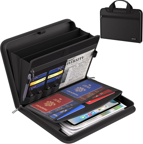 ENGPOW Fireproof Document Organizer Folder, Expanding File Folder with Multi Pockets, Portable Storage for Important